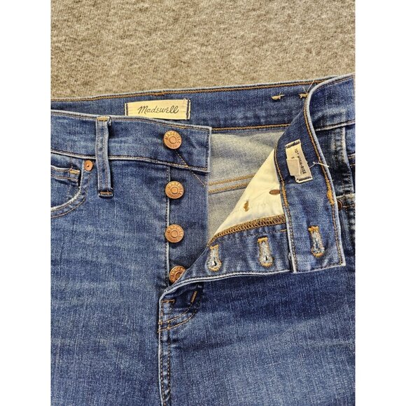 Madewell Jeans Womens Size 25 Blue 10" High Rise Skinny Button Fly Raw Hem - Picture 6 of 13